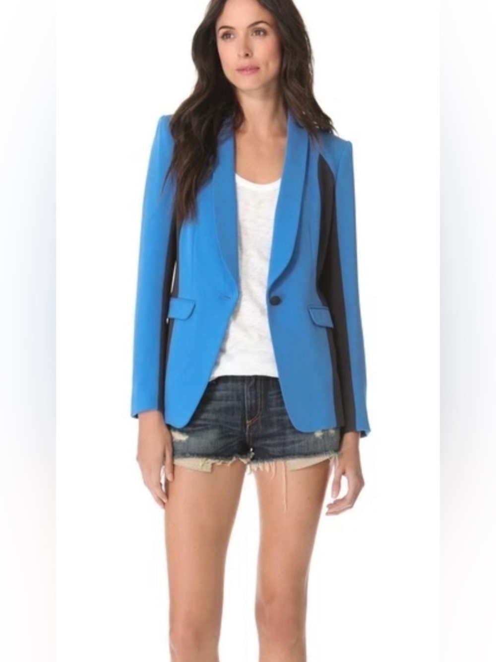Rag & Bone Size 8 Blue Black Colorblock Jefferson Blazer Jacker - Picture 2 of 8